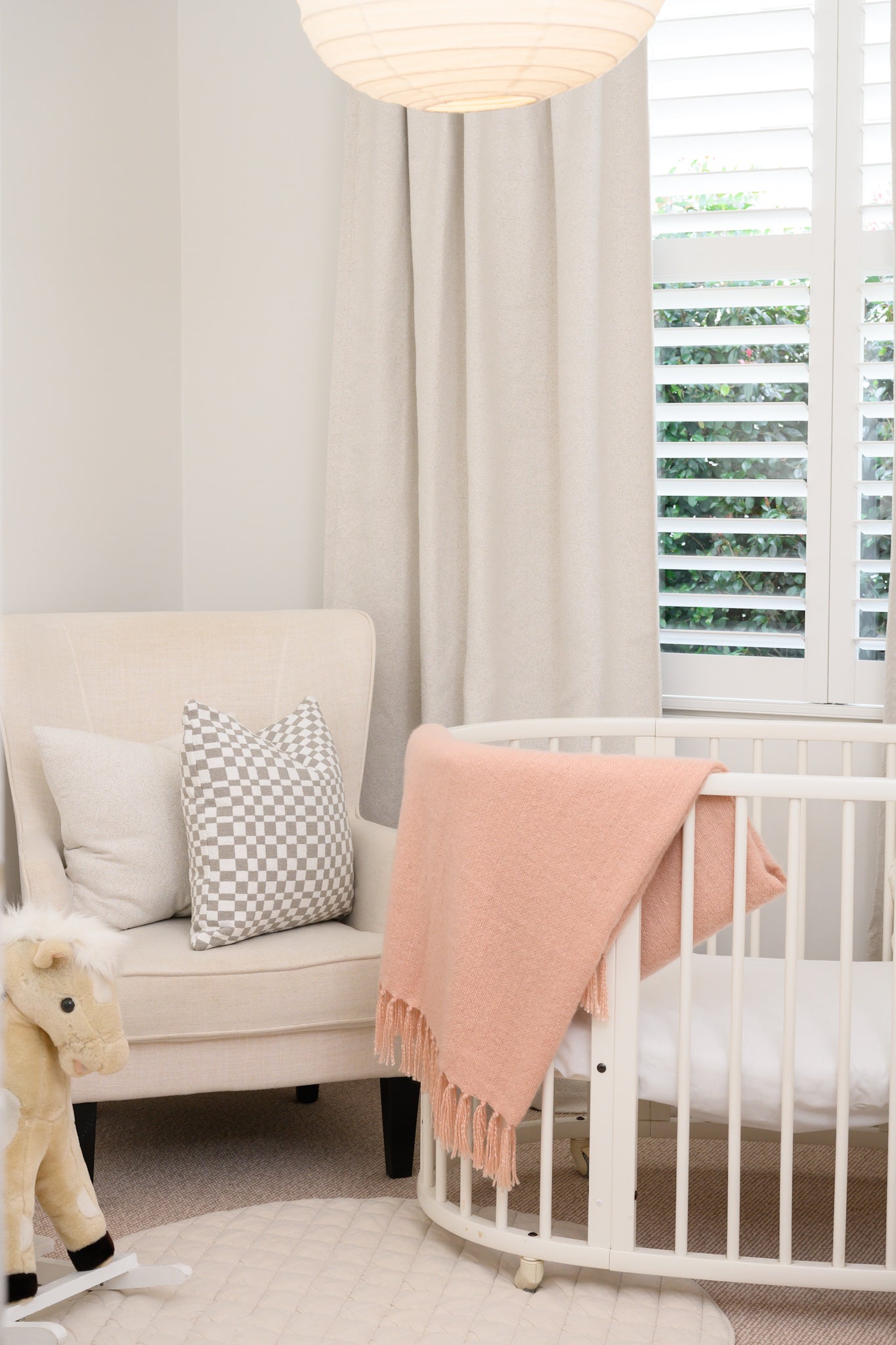 Create a calm and cosy neutral nursery with our Brooklyn Boucle Lined Curtains in a soft natural tone. They add warmth, privacy, and timeless style to your little one’s room.