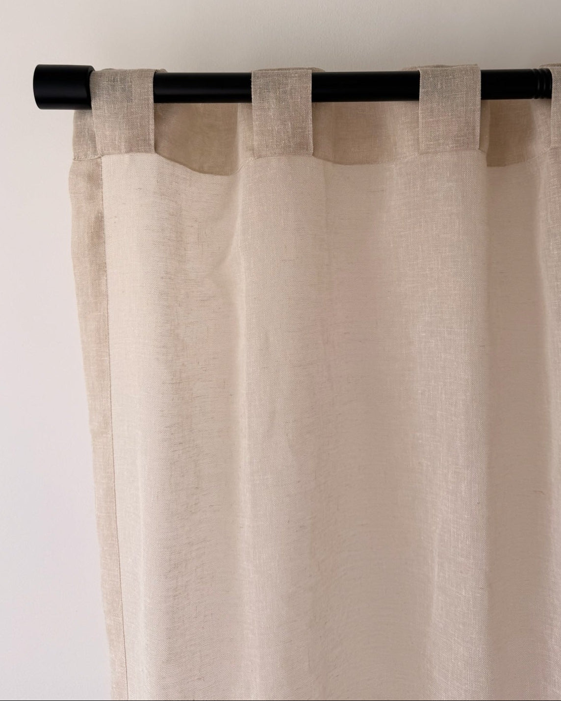 The Soho Linen Blend Sheer in Natural with back tab header.