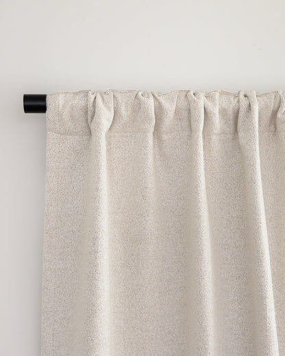Brooklyn Boucle curtain with rod pocket header, styled for a clean, modern finish.